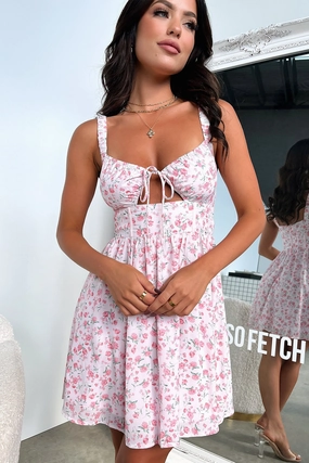 Graduation-Event Meznin Dress - Pink Floral