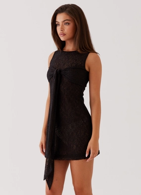 soft elegance Midnight Muse Lace Mini Dress - Black
