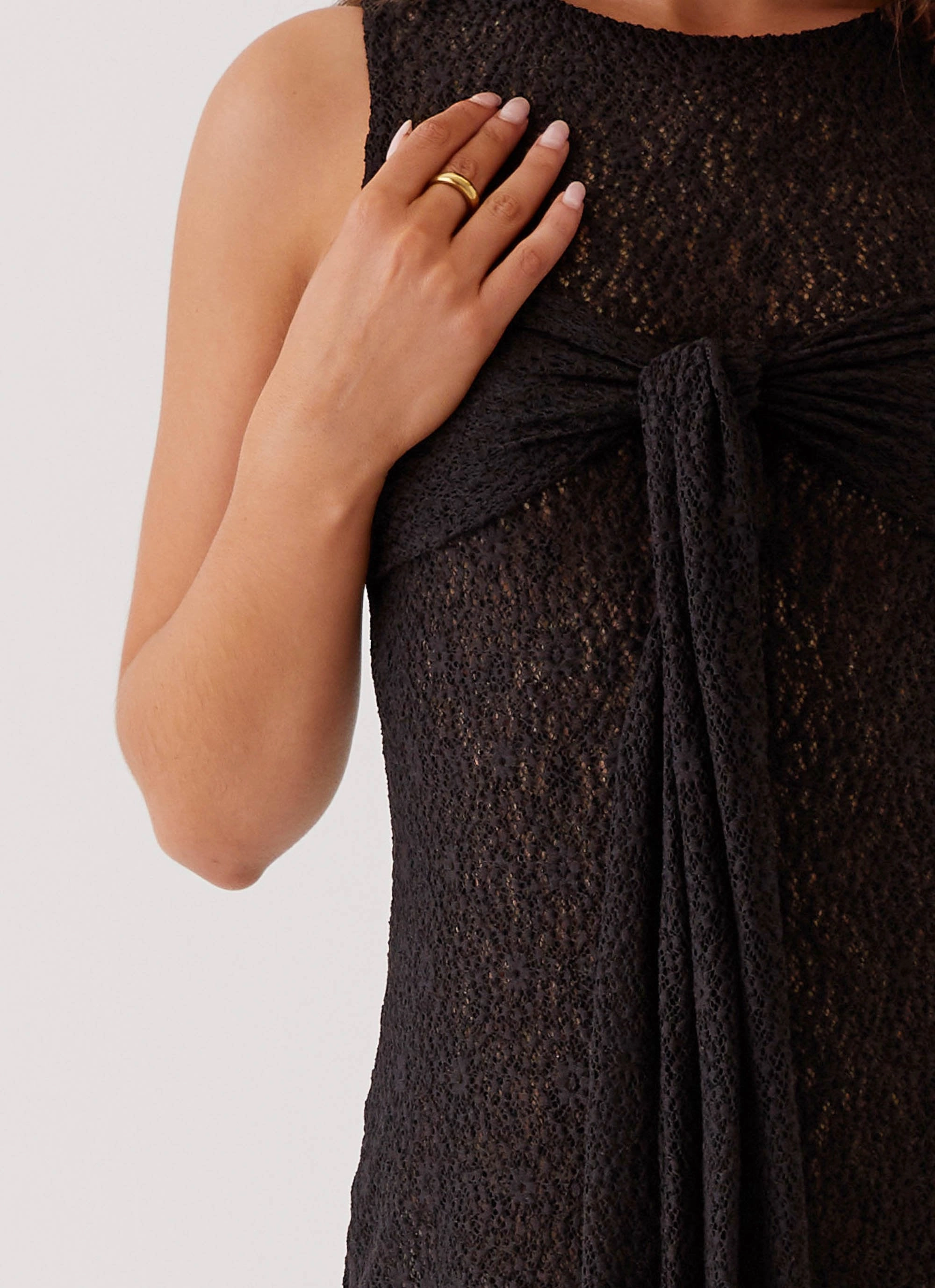Midnight Muse Lace Mini Dress - Black WrinkleResistantFinish