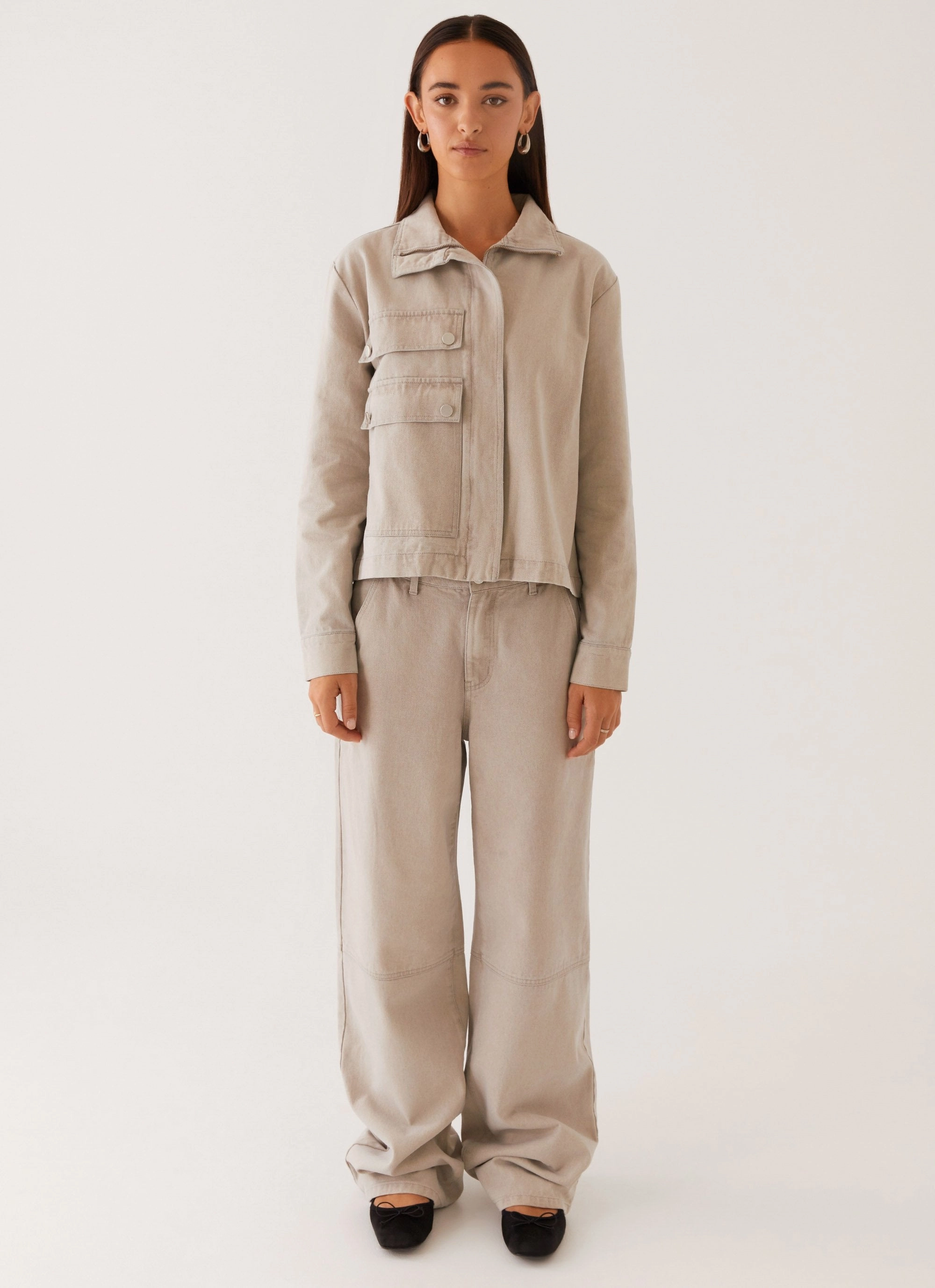 Magnetic Closures Milani Denim Jacket - Grey