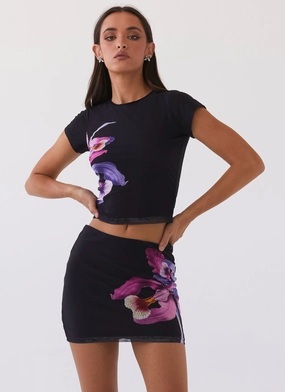 Teen Fashion Sunset Bliss Mesh Mini Skirt - Cosmo Floral