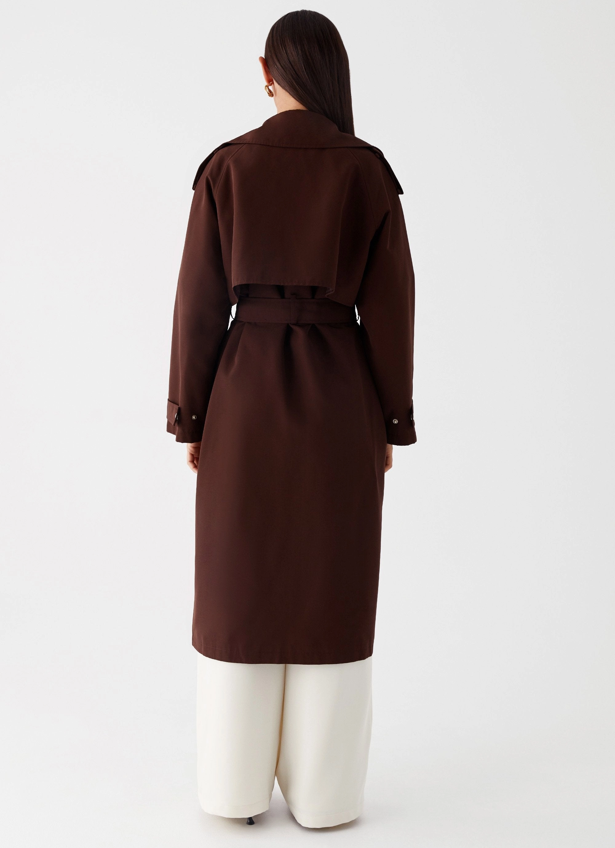 Quick Release Fasteners Rent Free Trench Coat - Chocolate