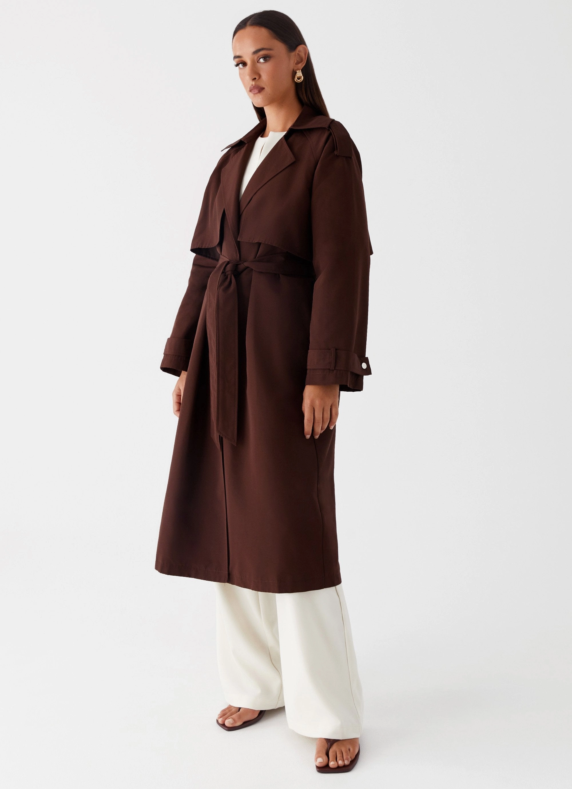 Hard Cover Rent Free Trench Coat - Chocolate