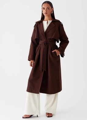 Rent Free Trench Coat - Chocolate Dynamic Compression Fit