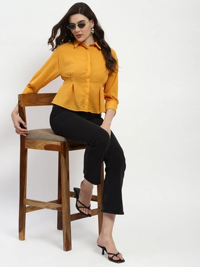 Madame Cinched Waist Mustard Shirt Chill Wear Layered Look