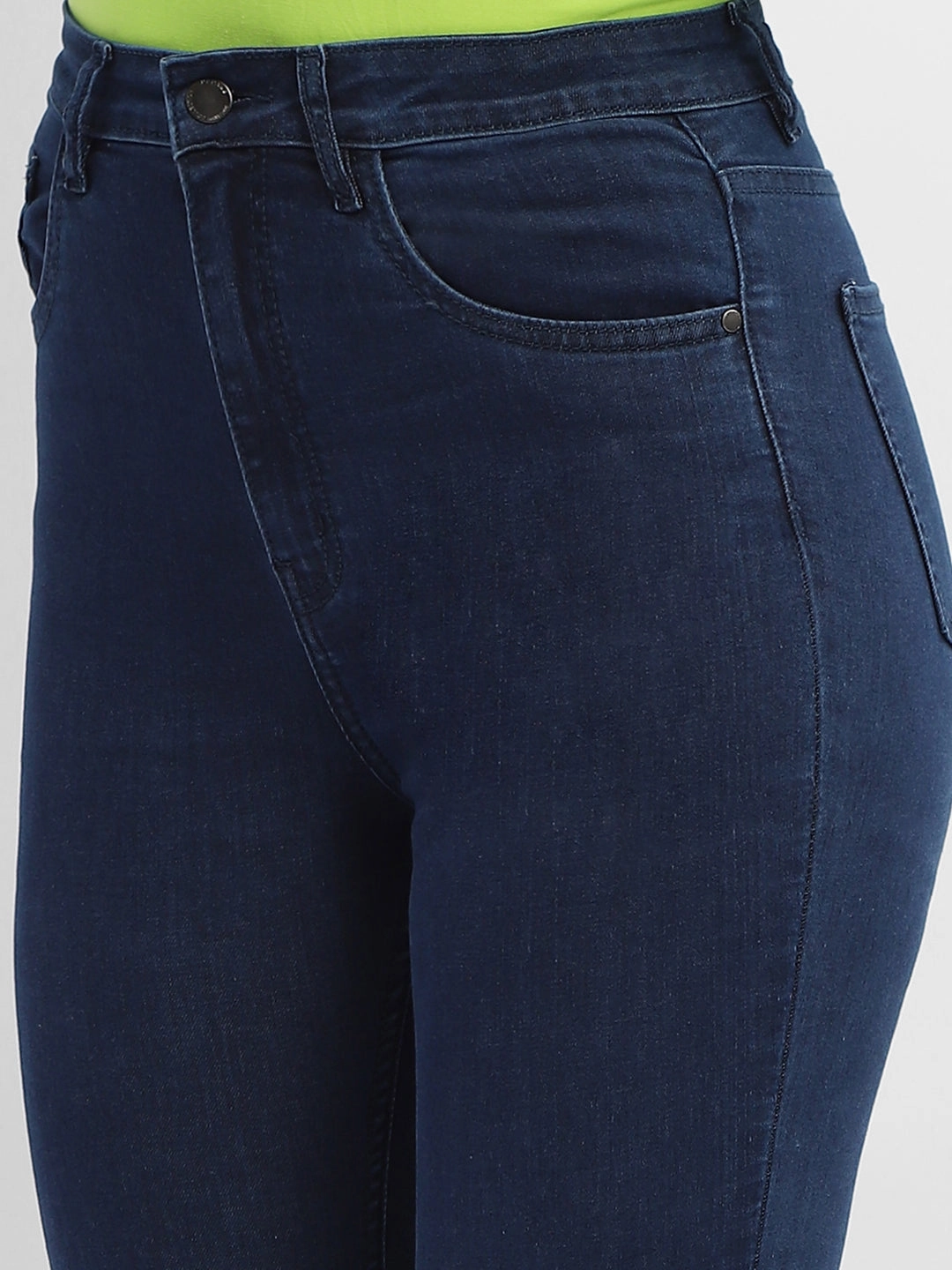 Madame Solid Mid Blue Skinny Fit Denim Jeans Flexible Design Classic Gym Ready