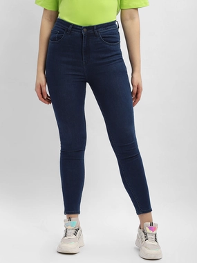 Madame Solid Mid Blue Skinny Fit Denim Jeans Essential Look