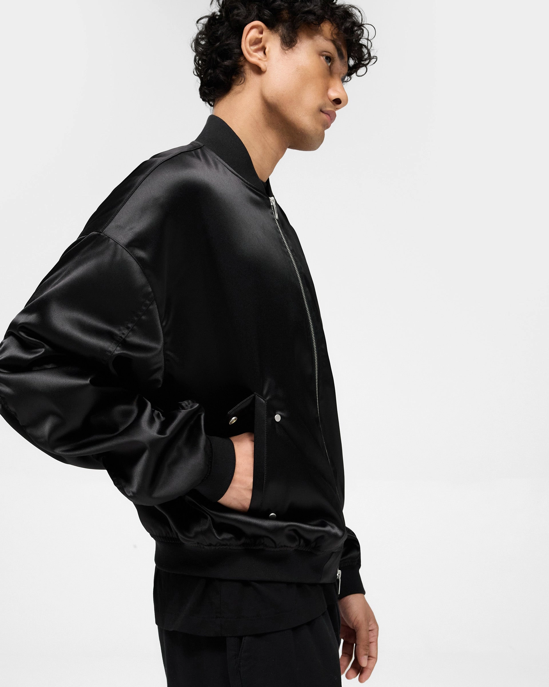 Satin Bomber - Black InterchangeablePanels Sun Protection Fabric