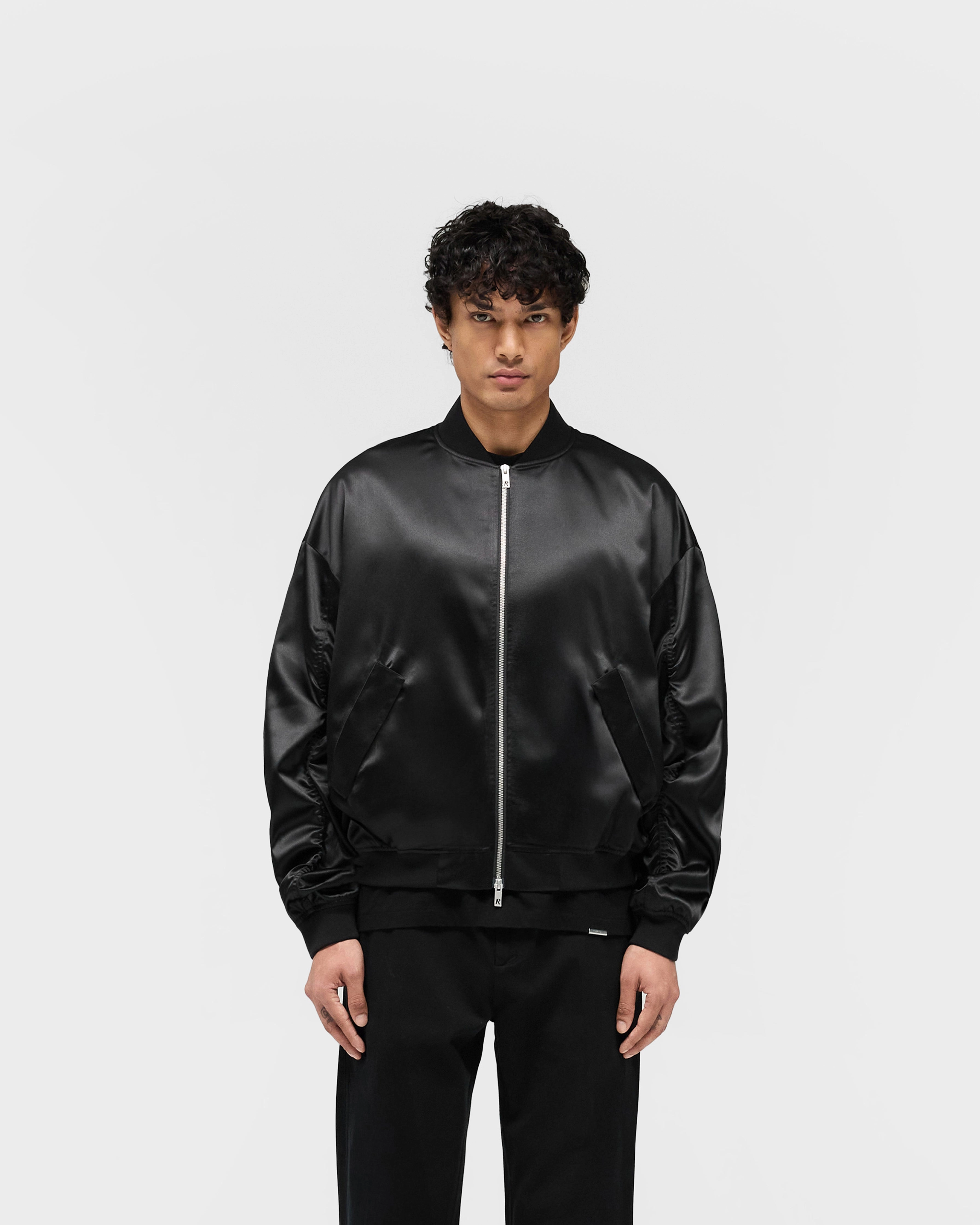 Satin Bomber - Black Reflective Bands LowProfileStitching