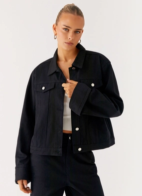 Smart Casual Piece Back Again Oversized Denim Jacket - Black