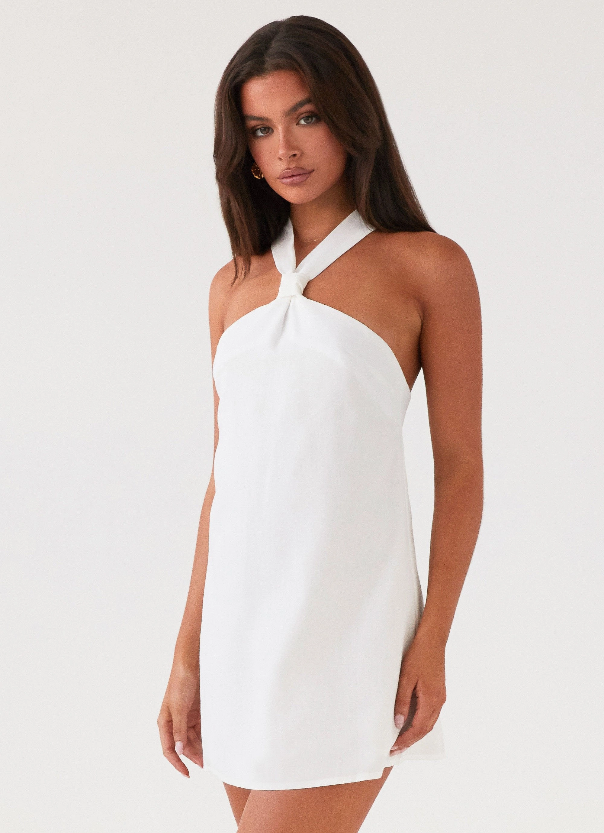 Floral Pattern Keira Linen Mini Dress - White