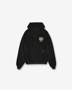 Crest Hoodie - Vintage Black Contrast Inner Layer Elasticated Waistband