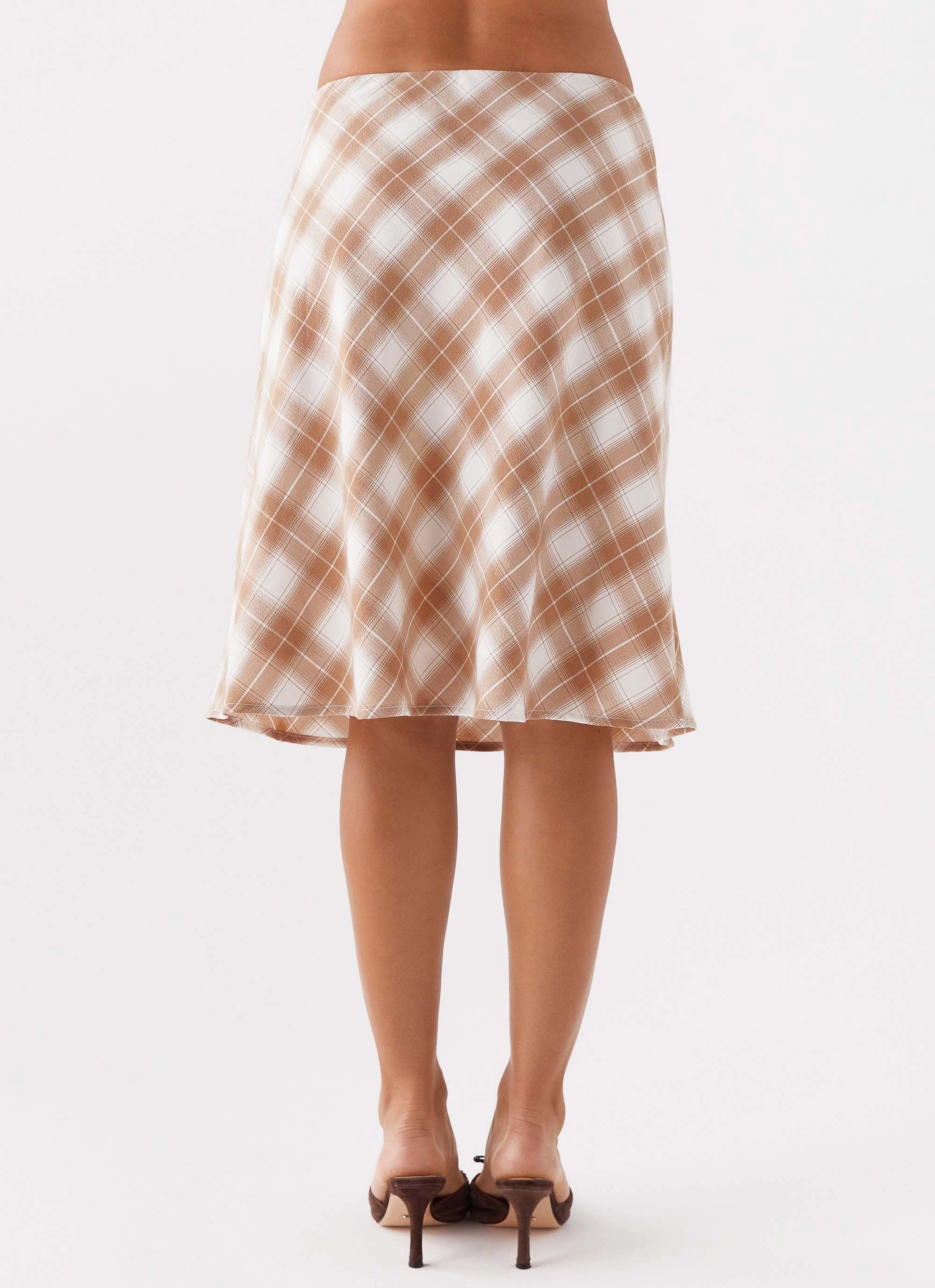 Outfit Focused Andie Midi Skirt - Brown/White Plaid