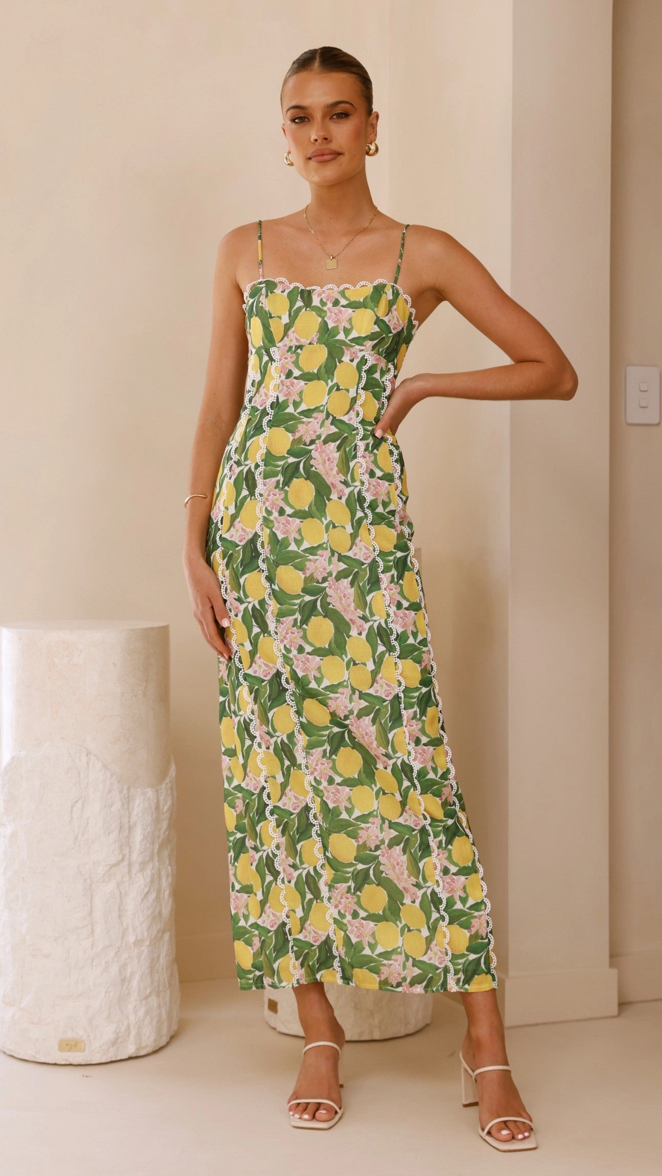 Seasonal Fit Carlia Midi Dress - Lemon Print