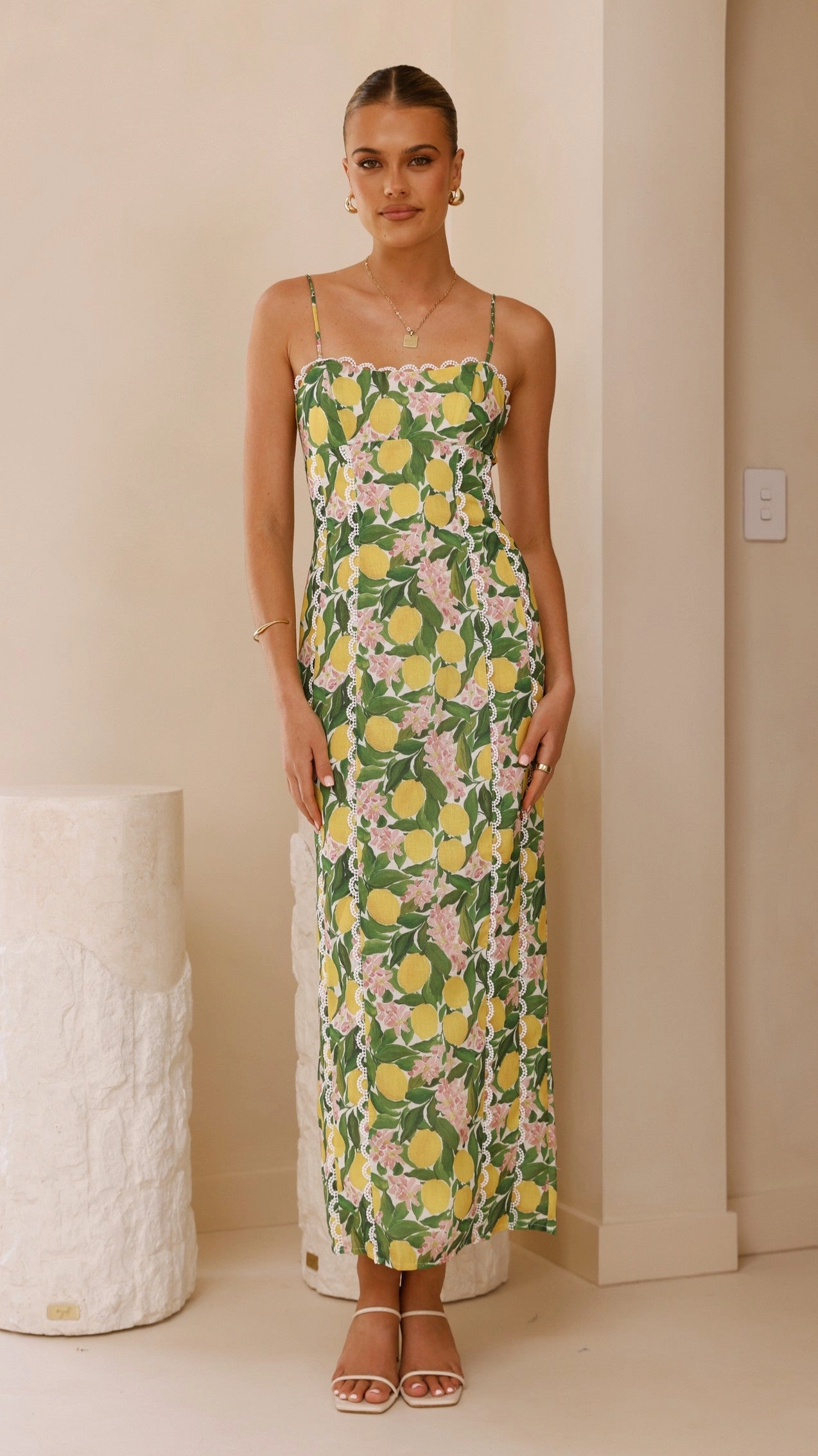 Carlia Midi Dress - Lemon Print Trend Smart