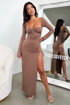Balanced Tones Solid-color Noor Maxi Dress - Brown