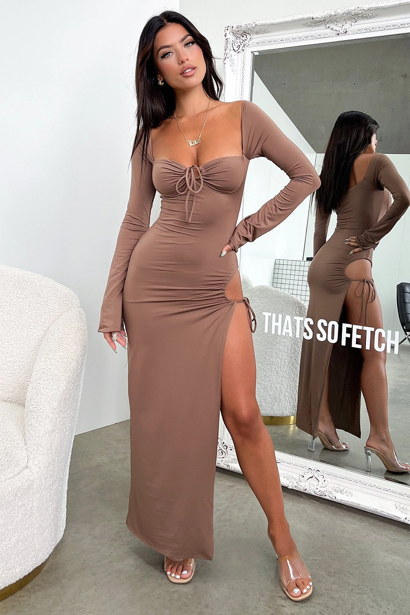 Balanced Tones Solid-color Noor Maxi Dress - Brown