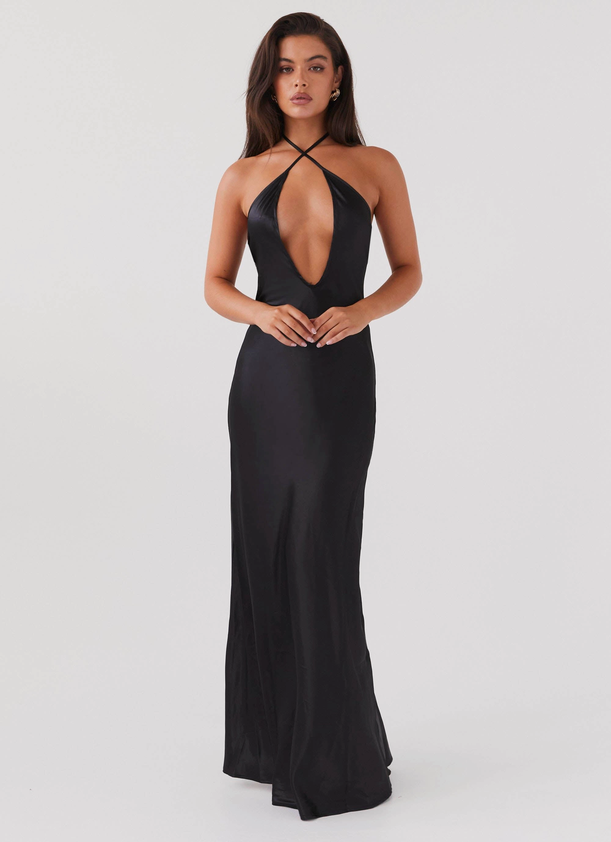 Wrap Charm Calm Shine Noir Symphony Maxi Dress - Black