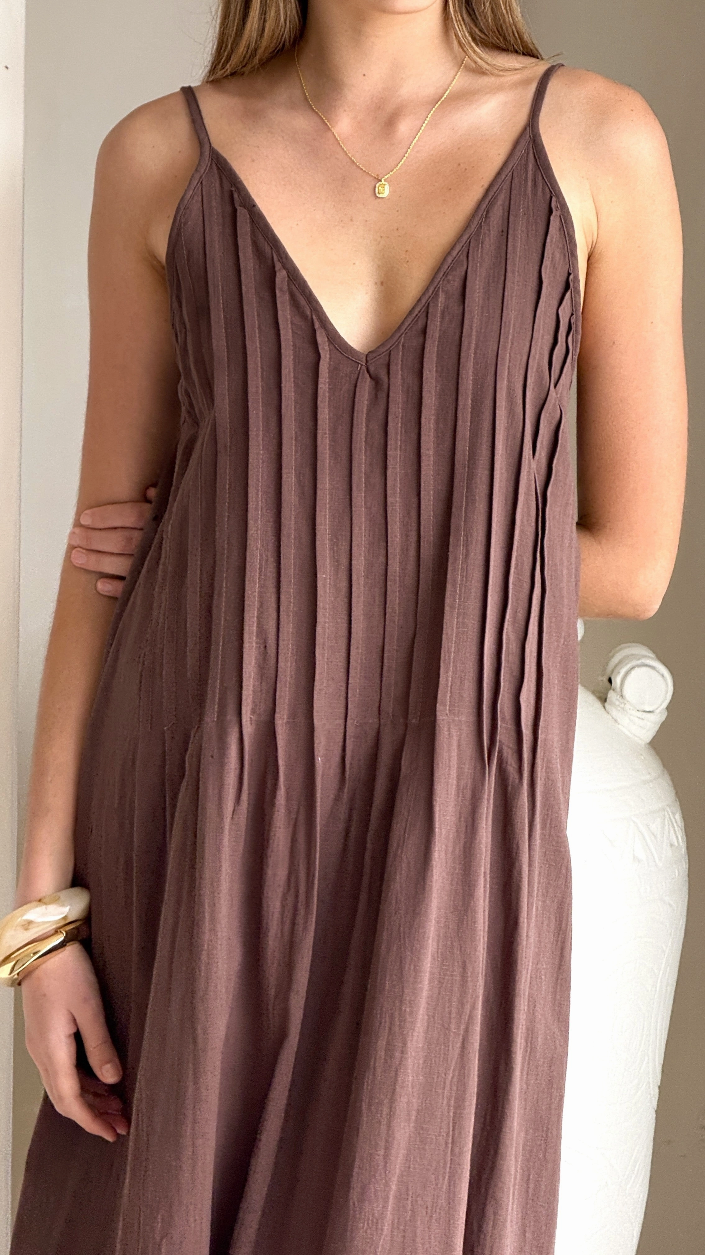 Aspen Maxi Dress - Chocolate Layered Form Lazy Pick