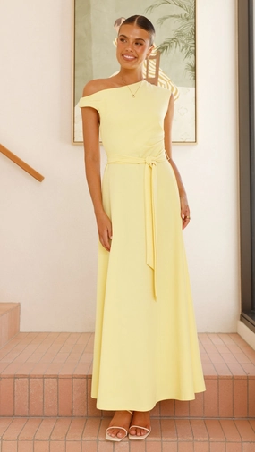 Gemma Maxi Dress - Baby Yellow Natural Flow