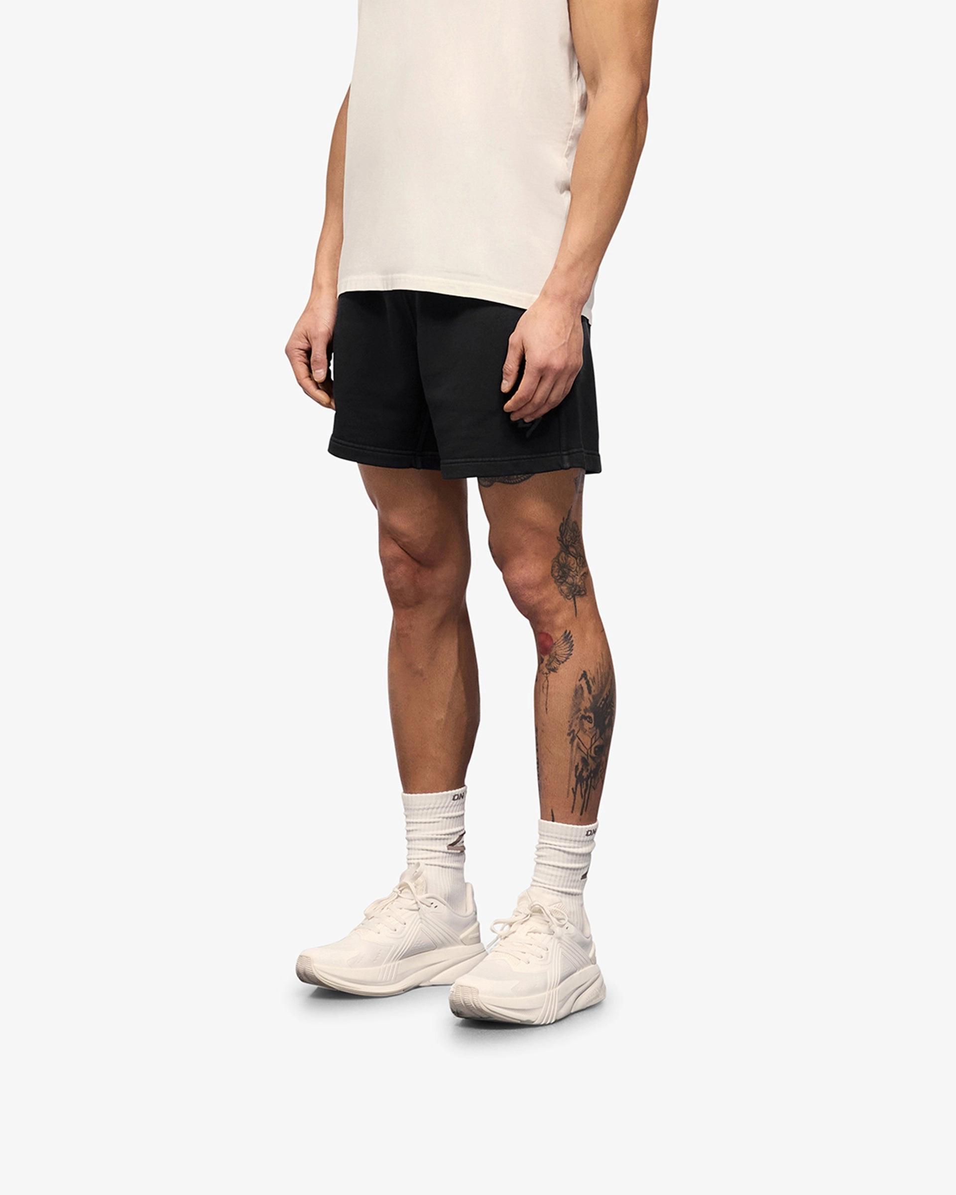 247 Motion Shorts - Aged Black Faux Leather Classic Cut