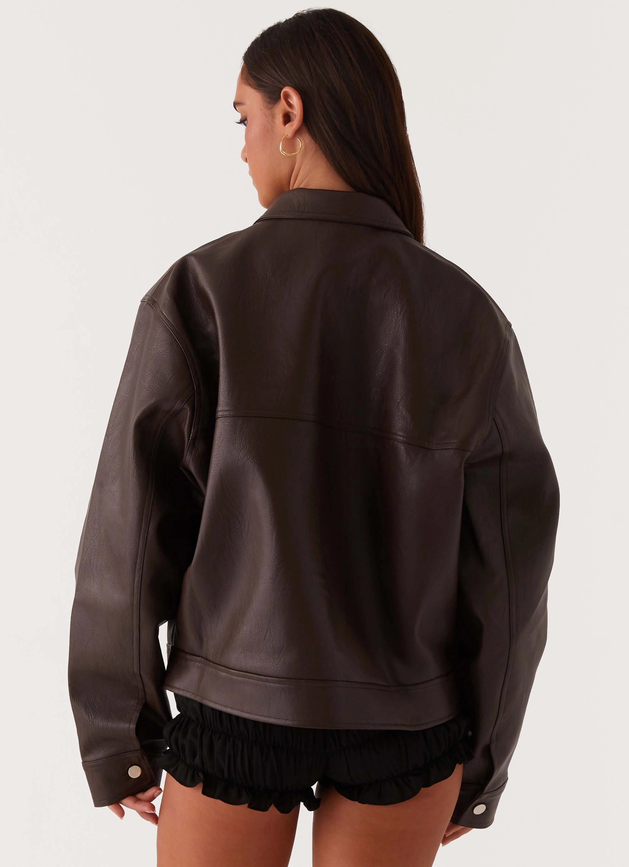 Lula Faux Leather Bomber Jacket - Chocolate Soft Touch Lining Ergonomic Cut