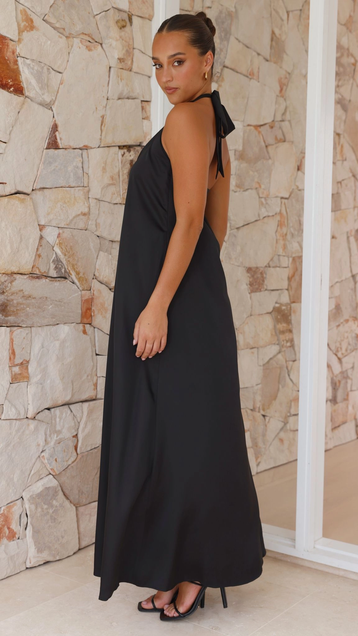 Monique Maxi Dress - Black Relaxed Waist Fit Daily Chic