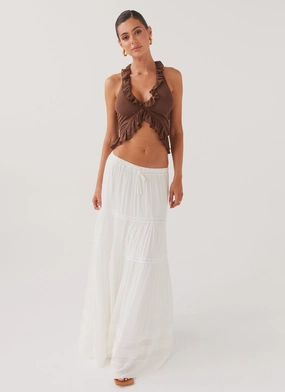 Hidden pockets Moonstone Tiered Maxi Skirt - White