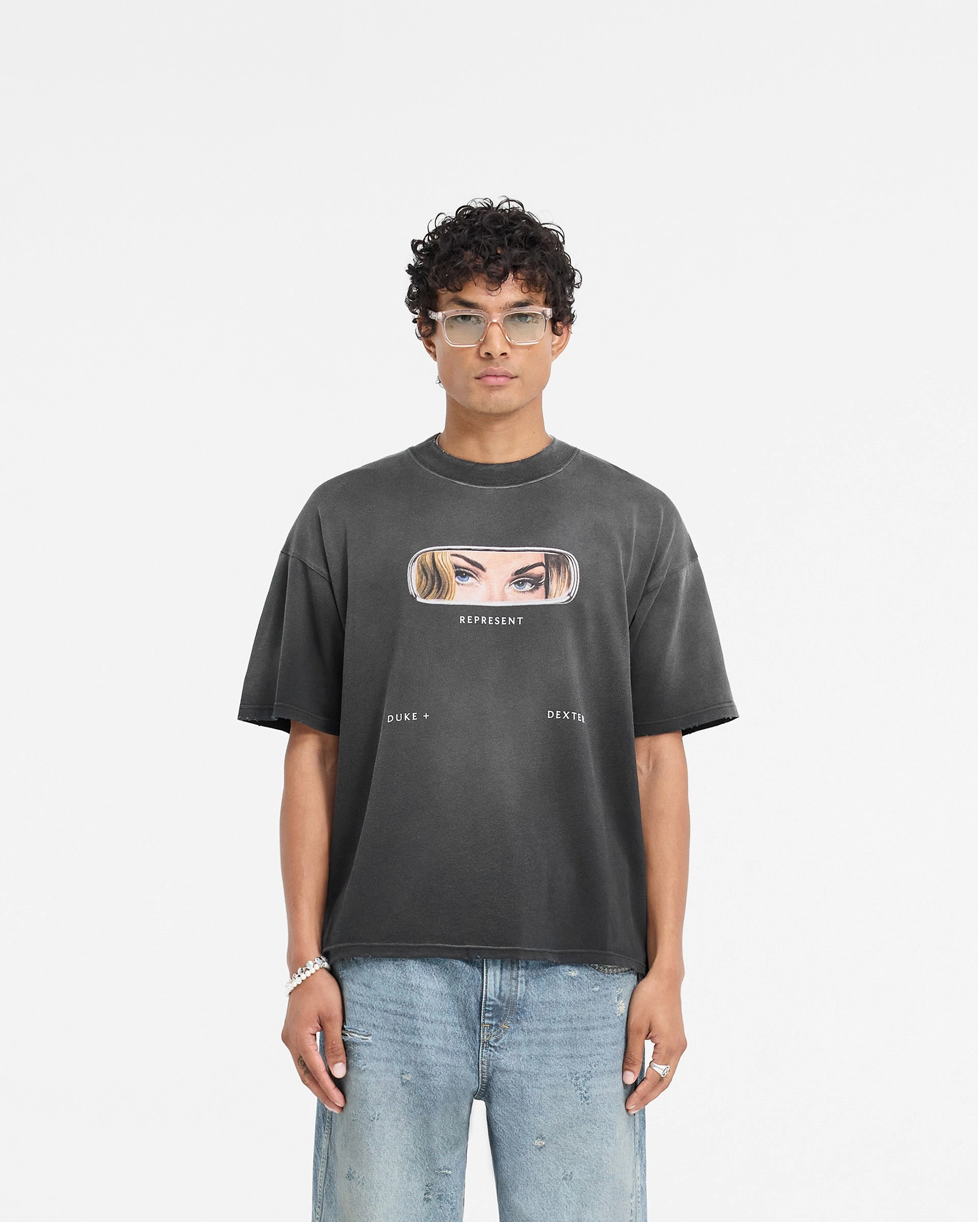 Slim Fit Comfort Represent X Duke   Dexter Rearview Mirror T-Shirt - Stained Black