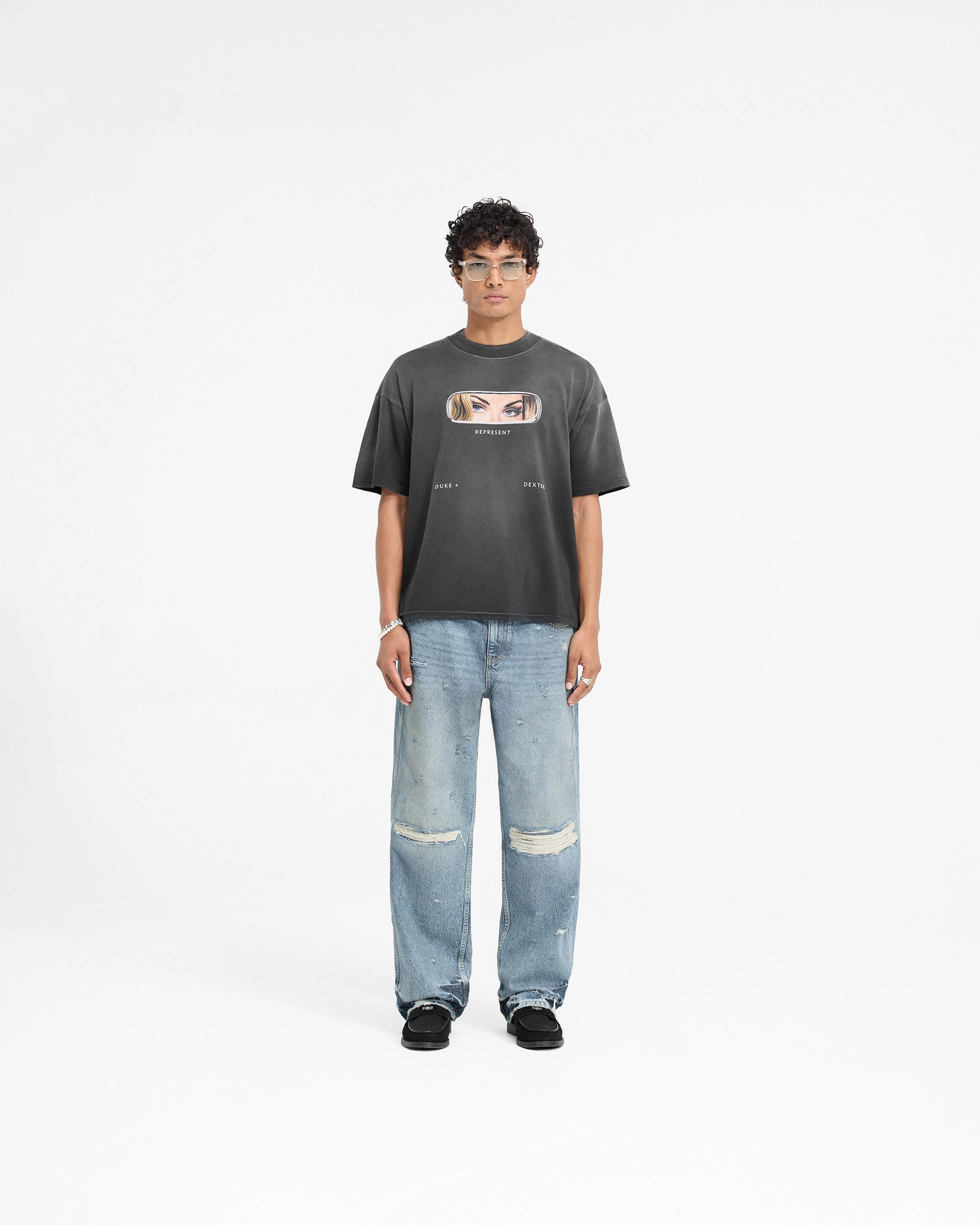Customer Favorite Easy Look Represent X Duke   Dexter Rearview Mirror T-Shirt - Stained Black