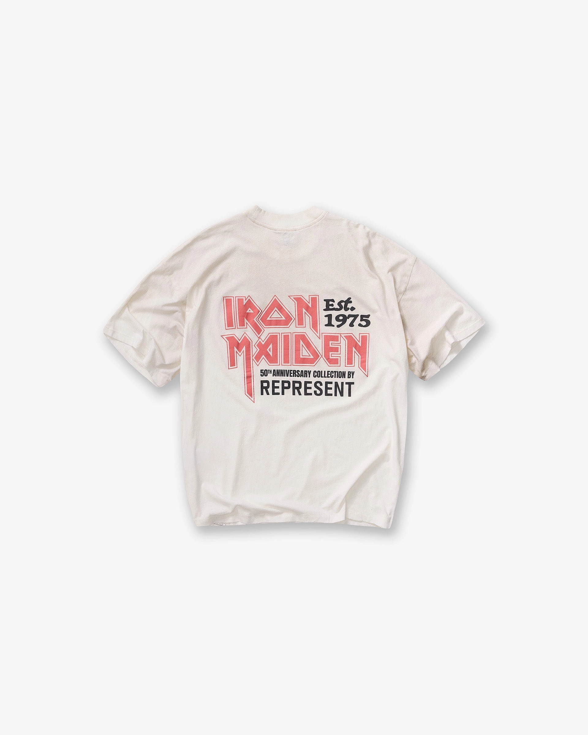 Soft and Stylish Represent X Iron Maiden Anniversary T-Shirt - Washed Ecru