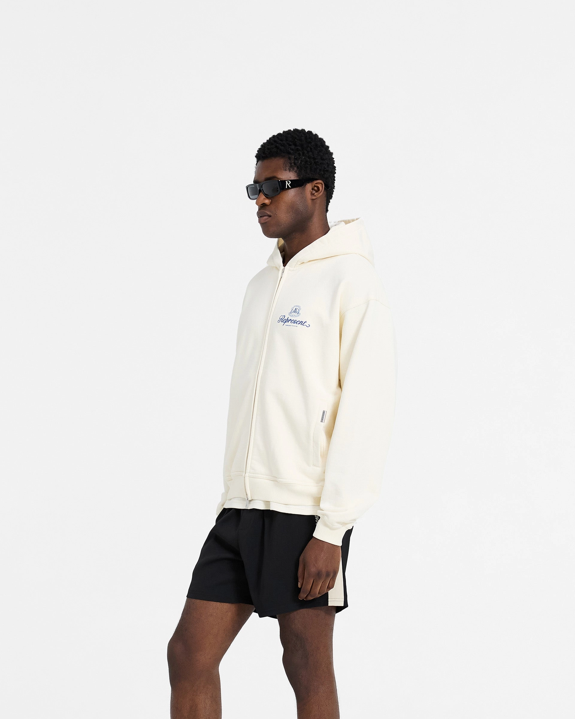Permanent Vacation Zip Up Hoodie - Antique White senior option