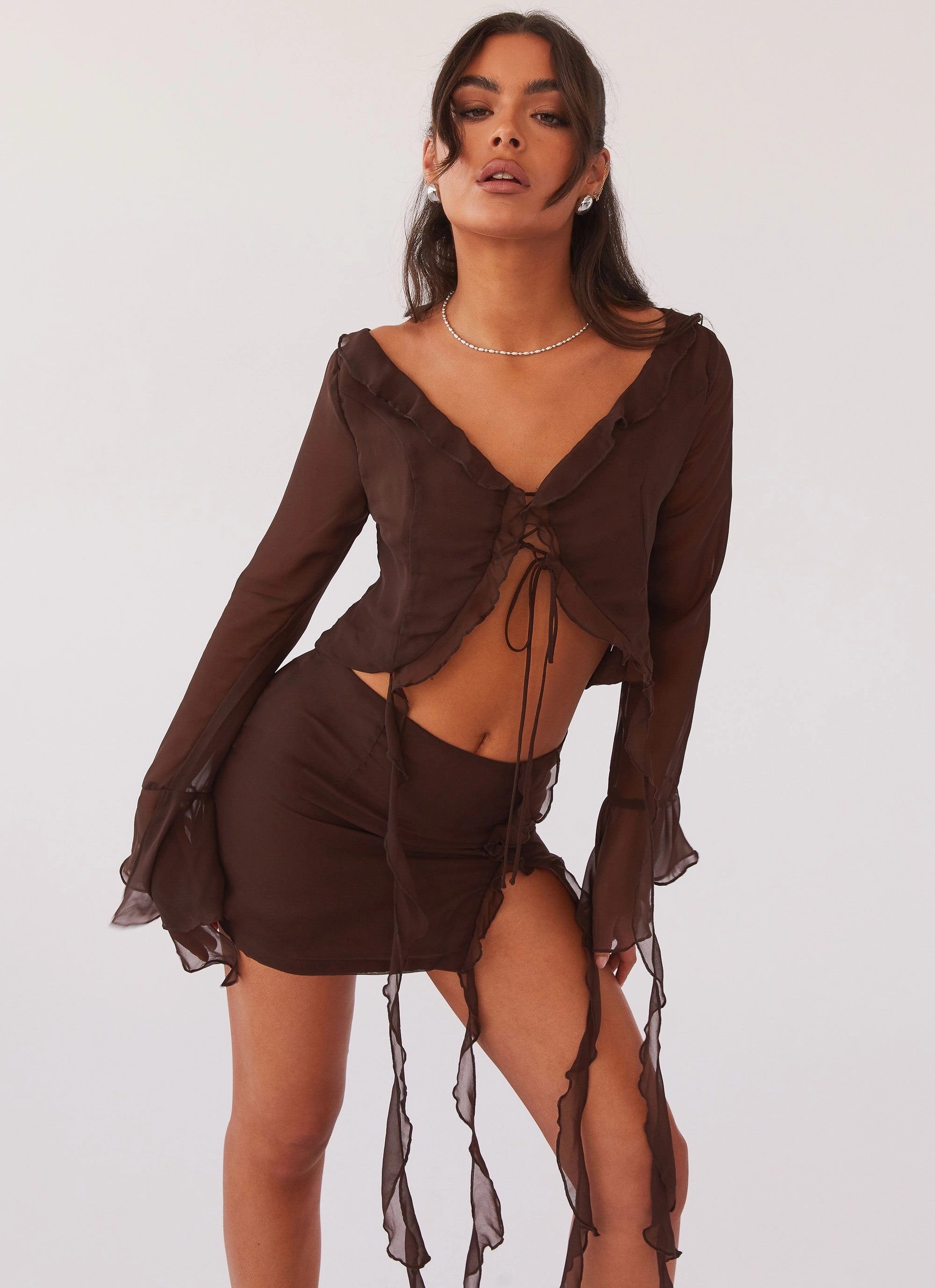 My Favourite Part Mini Skirt - Dark Mocha Neutral Look Elasticized Cuff
