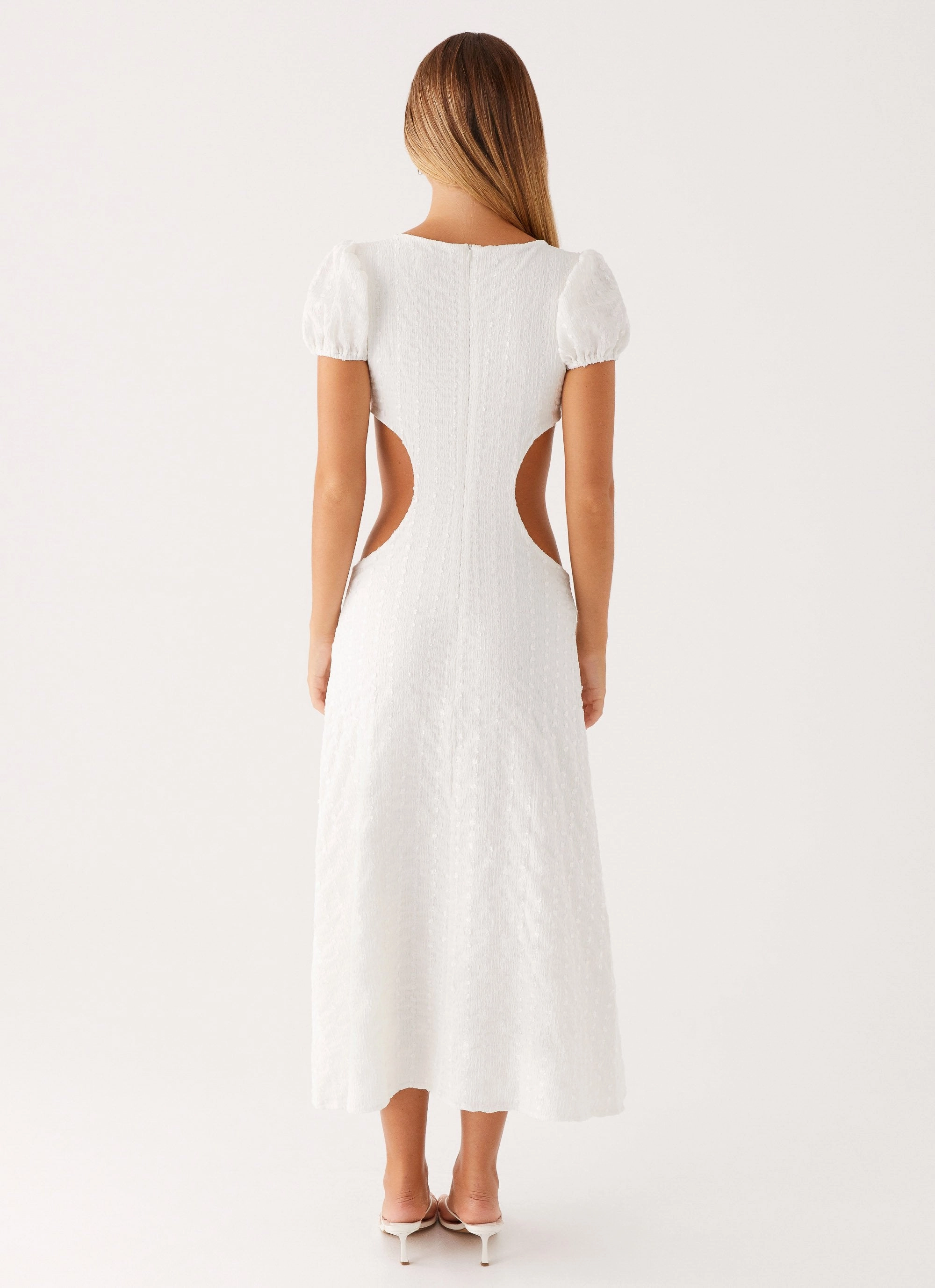 Myley Midi Dress - White Classic Waistband Structured Fit