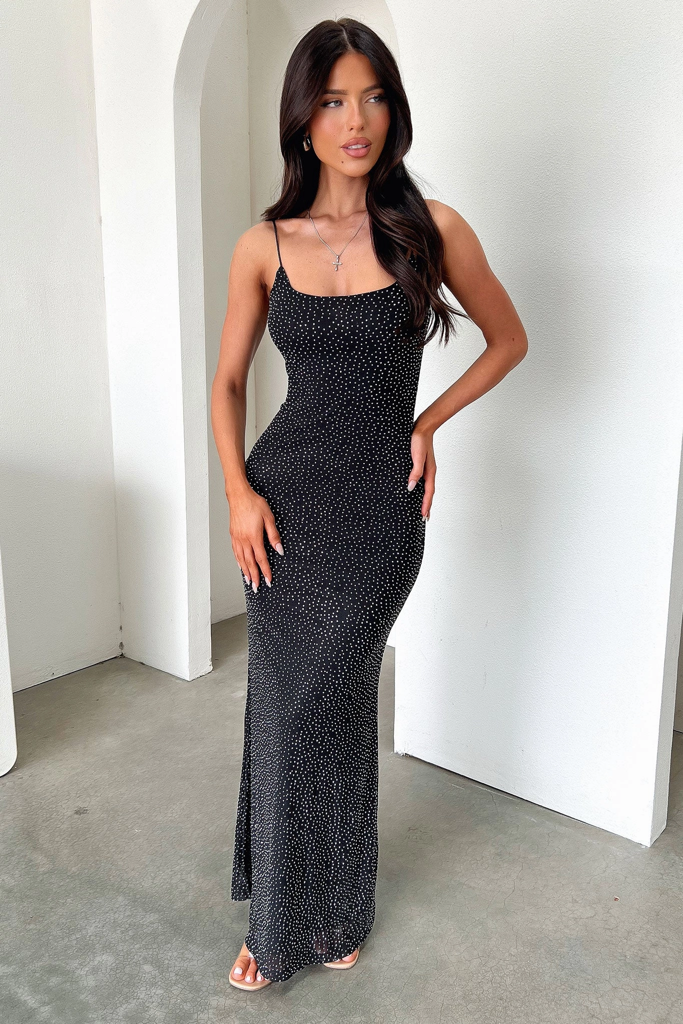 Easy Comfort Look Nalani Embellished Maxi Dress - Black