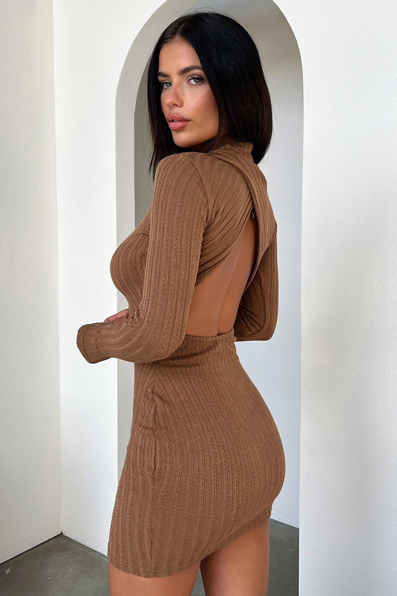 Natalee Dress - Brown Evening Classic Polished Style