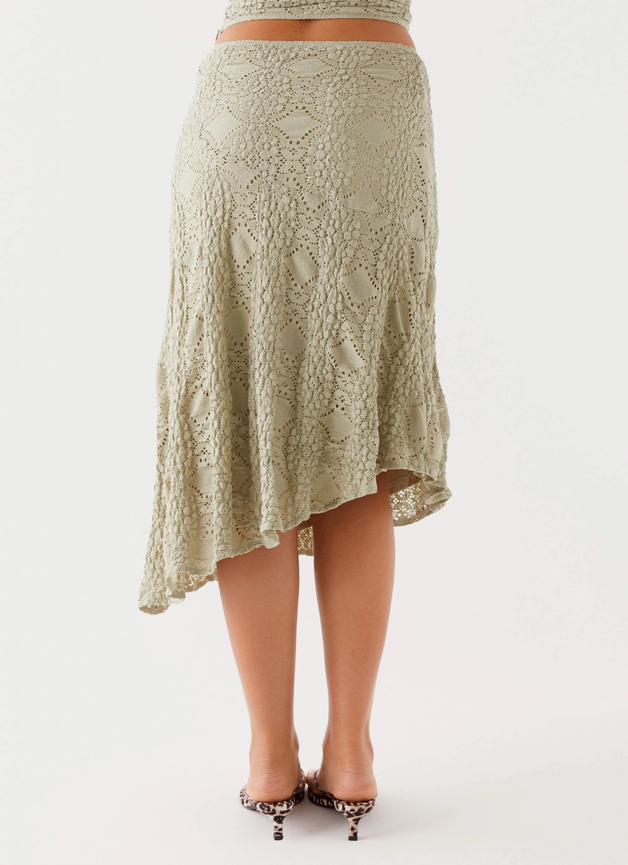 Fashion Detail Eco Friendly Dye Diamond Sky Midi Skirt - Sage