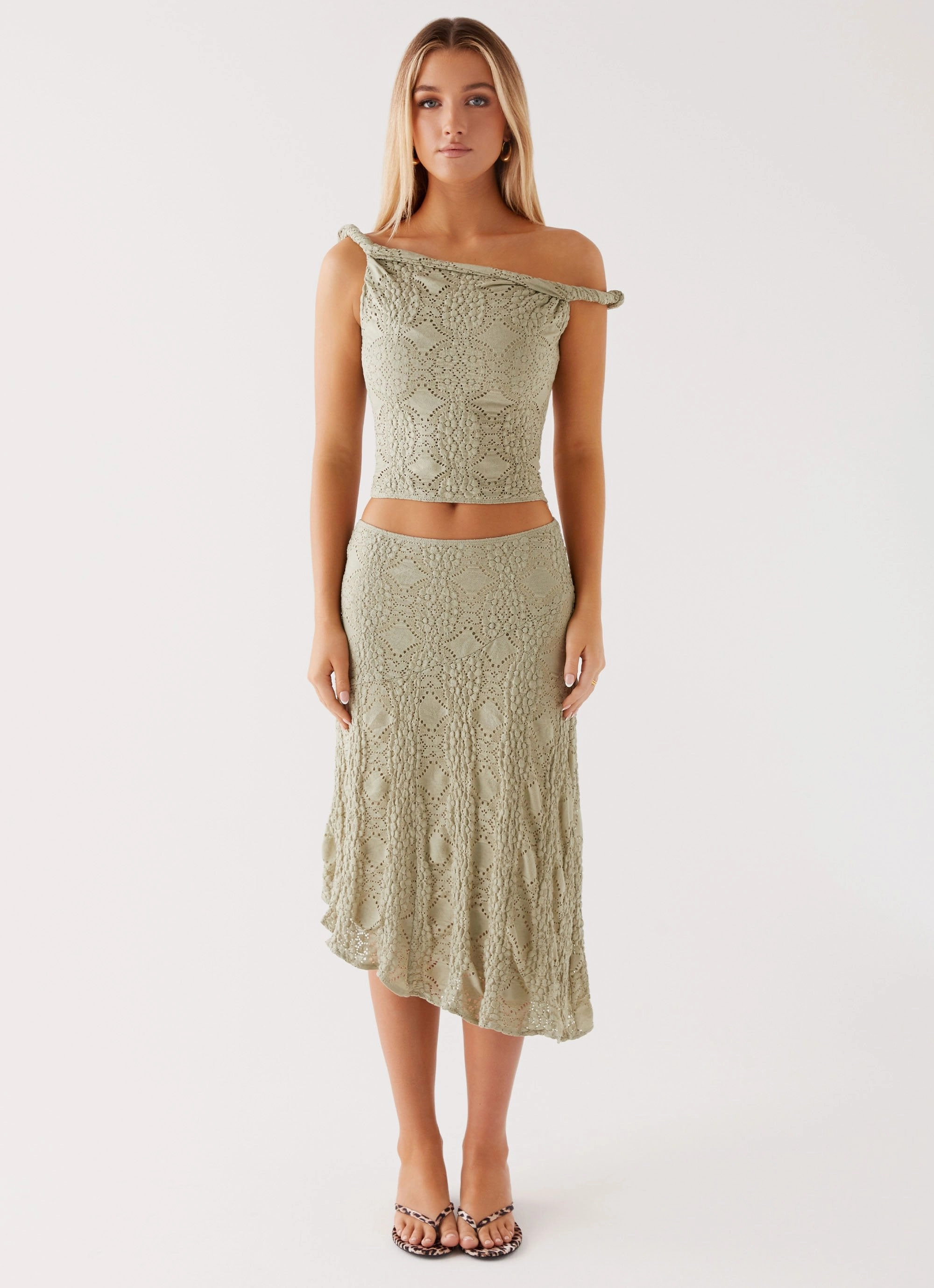 Diamond Sky Midi Skirt - Sage Stylish Finish Reinforced Hems