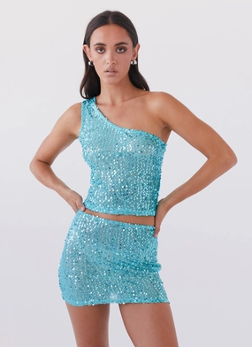 Bold Print Neon Nights Sequin Mini Skirt - Crystal