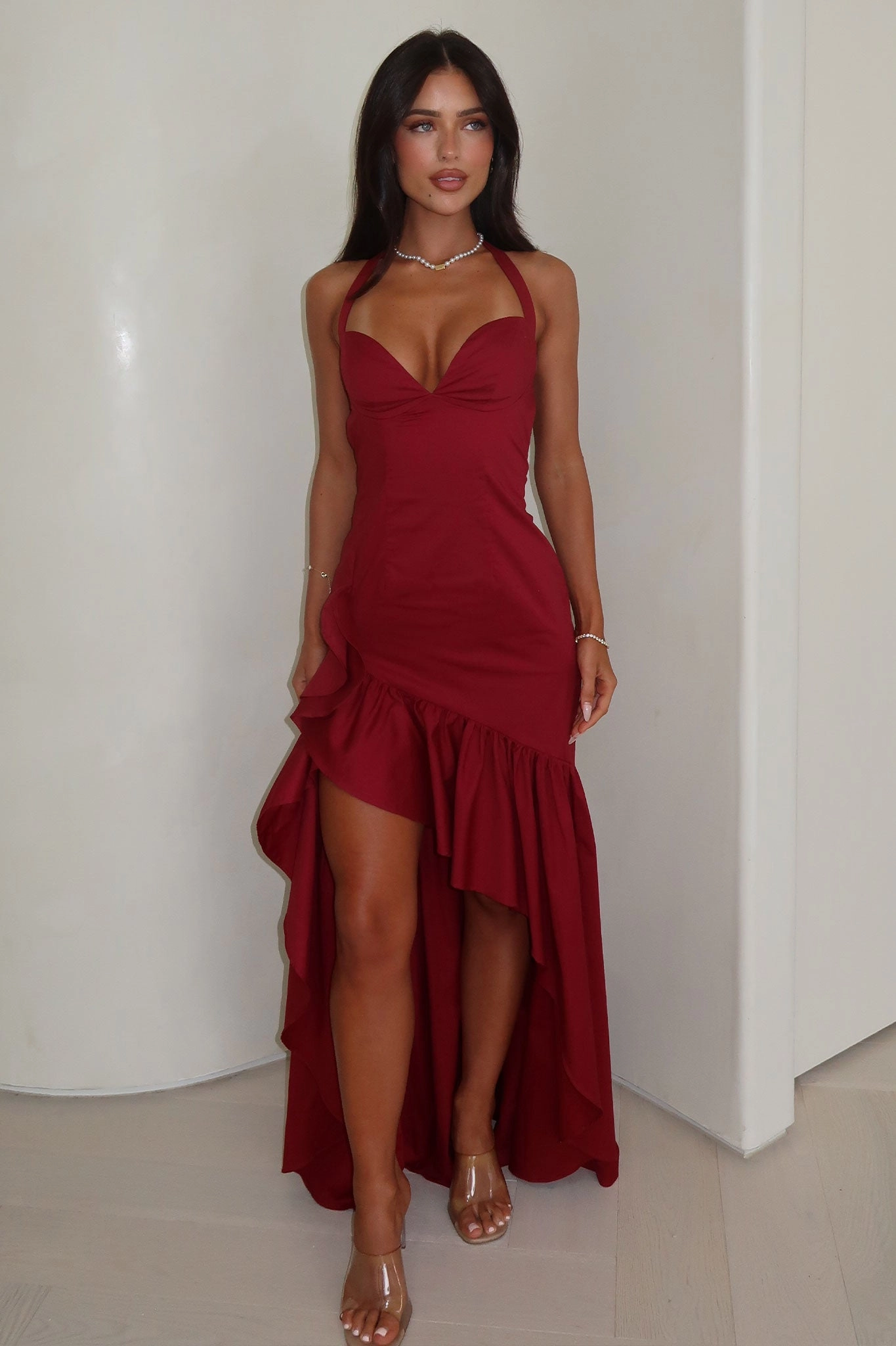 Work-Ready Look Fall Fashion Neva Maxi Dress - Red