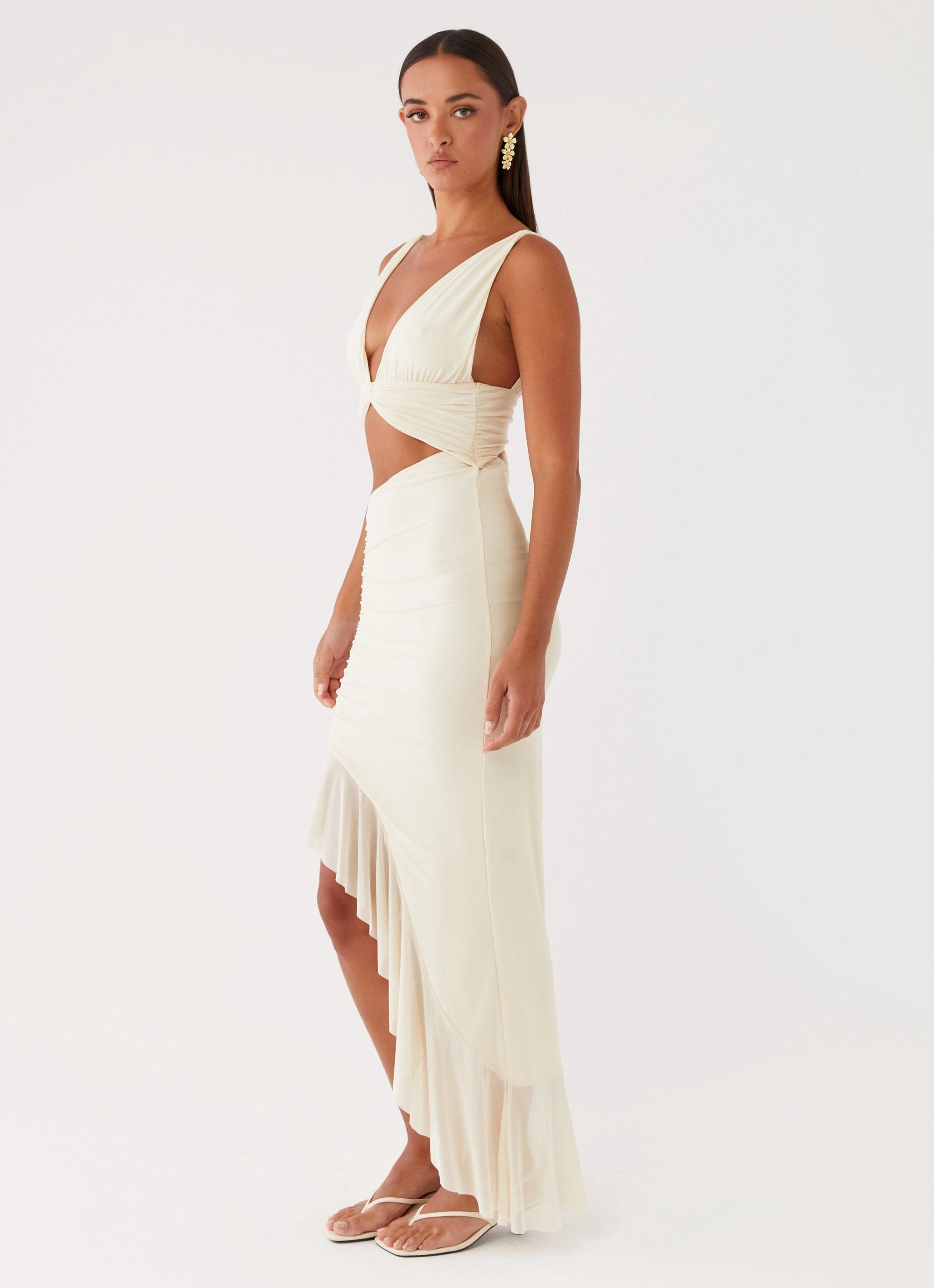 Refined touch Happy Glow Luna Eclipse Cut Out Maxi Dress - Lemon