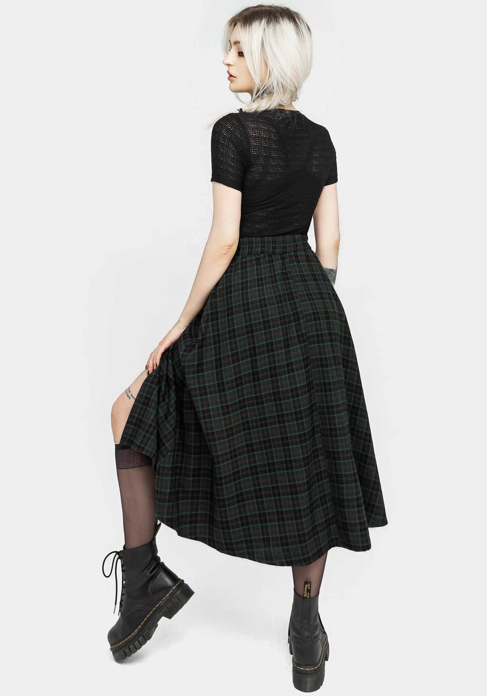 Nightingale Buckled Check Midi Skirt Outfit Lookbook