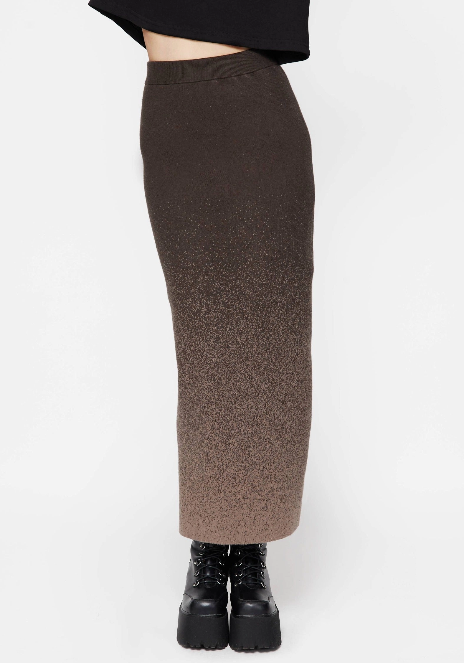 Timeless Touch UV Protection Nightjar Ombre Knit Maxi Skirt - Taupe