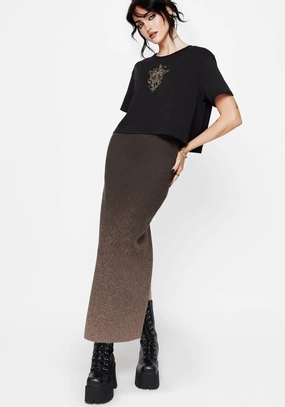 Outfit Focused Water resistant coating Nightjar Ombre Knit Maxi Skirt - Taupe