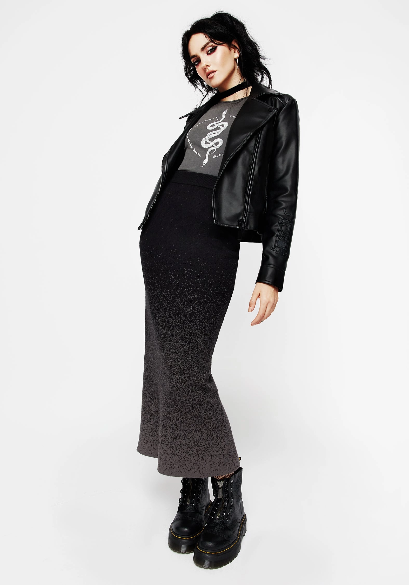 Exclusive Drop Date night Nightjar Ombre Knit Mermaid Maxi Skirt