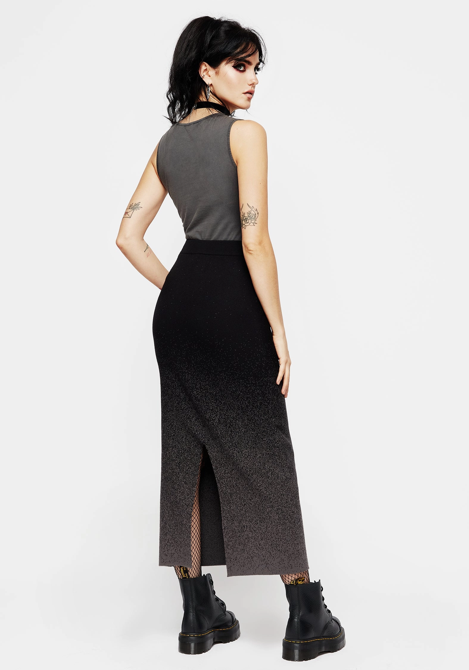Boutique Exclusive Nightjar Ombre Knit Mermaid Maxi Skirt