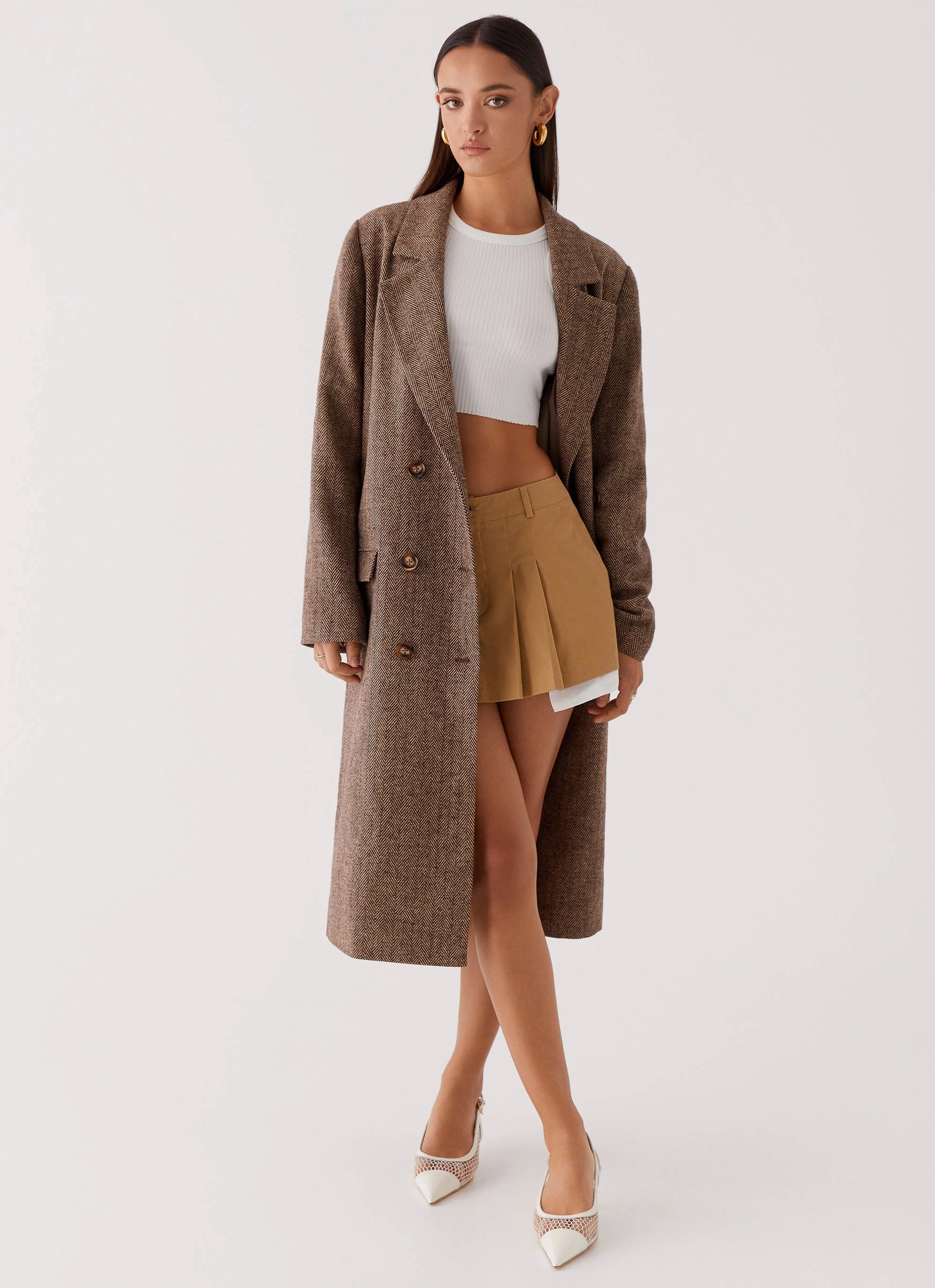 On The Go Since Way Back Longline Coat - Brown