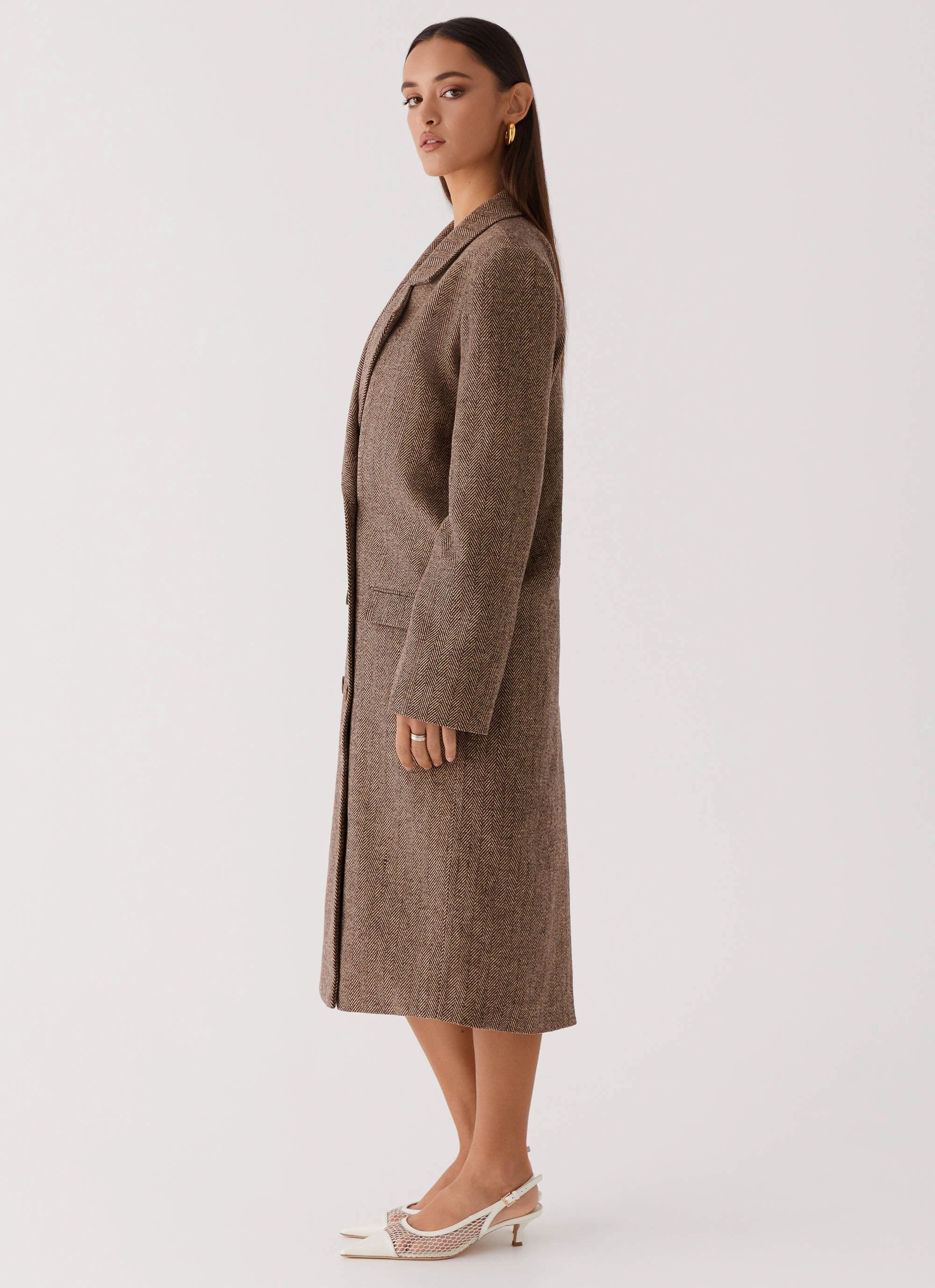 Fashion Forward Water Repellent Finish Since Way Back Longline Coat - Brown