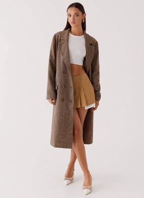 On The Go Since Way Back Longline Coat - Brown
