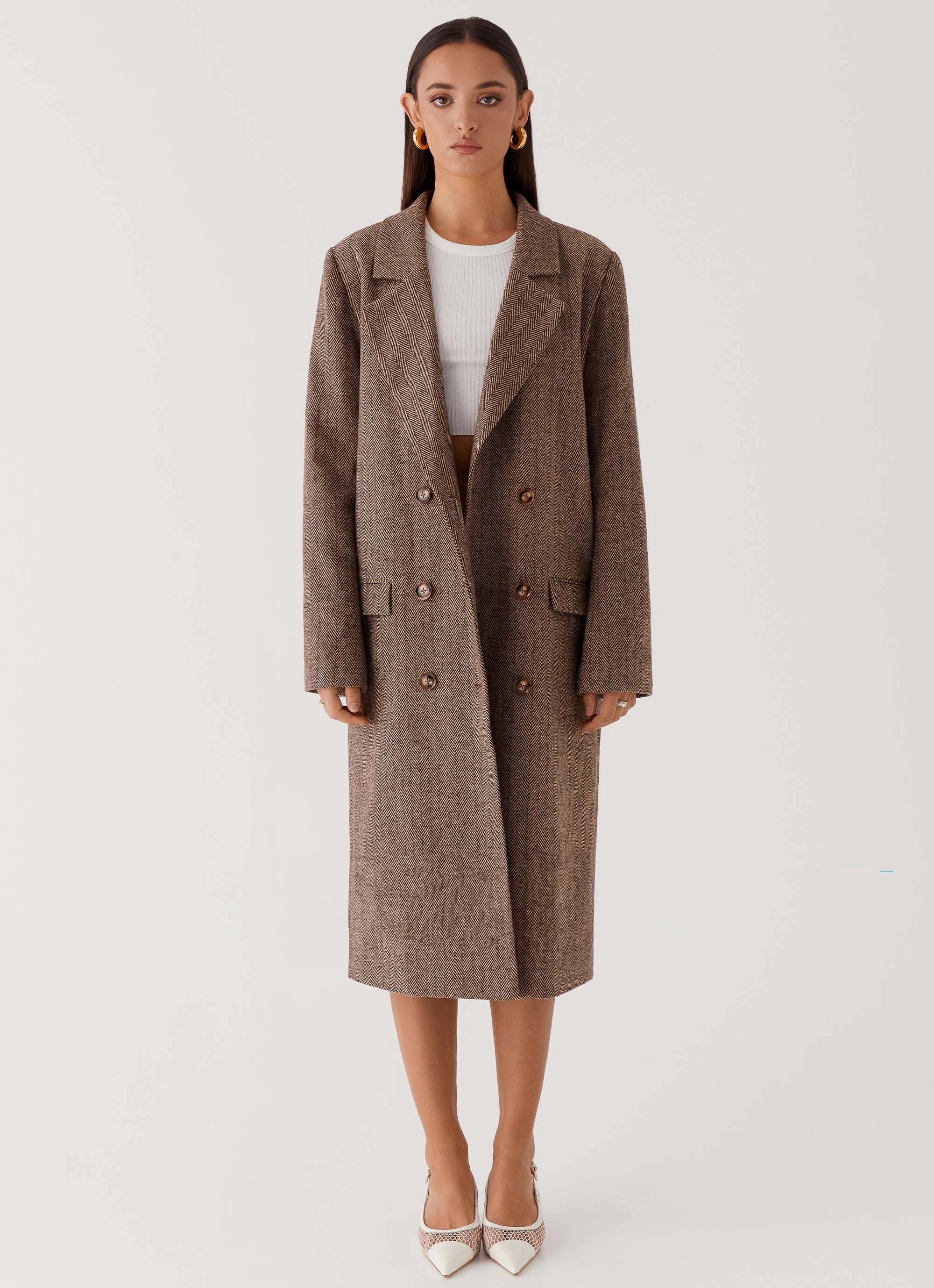 Since Way Back Longline Coat - Brown Relaxed City Style